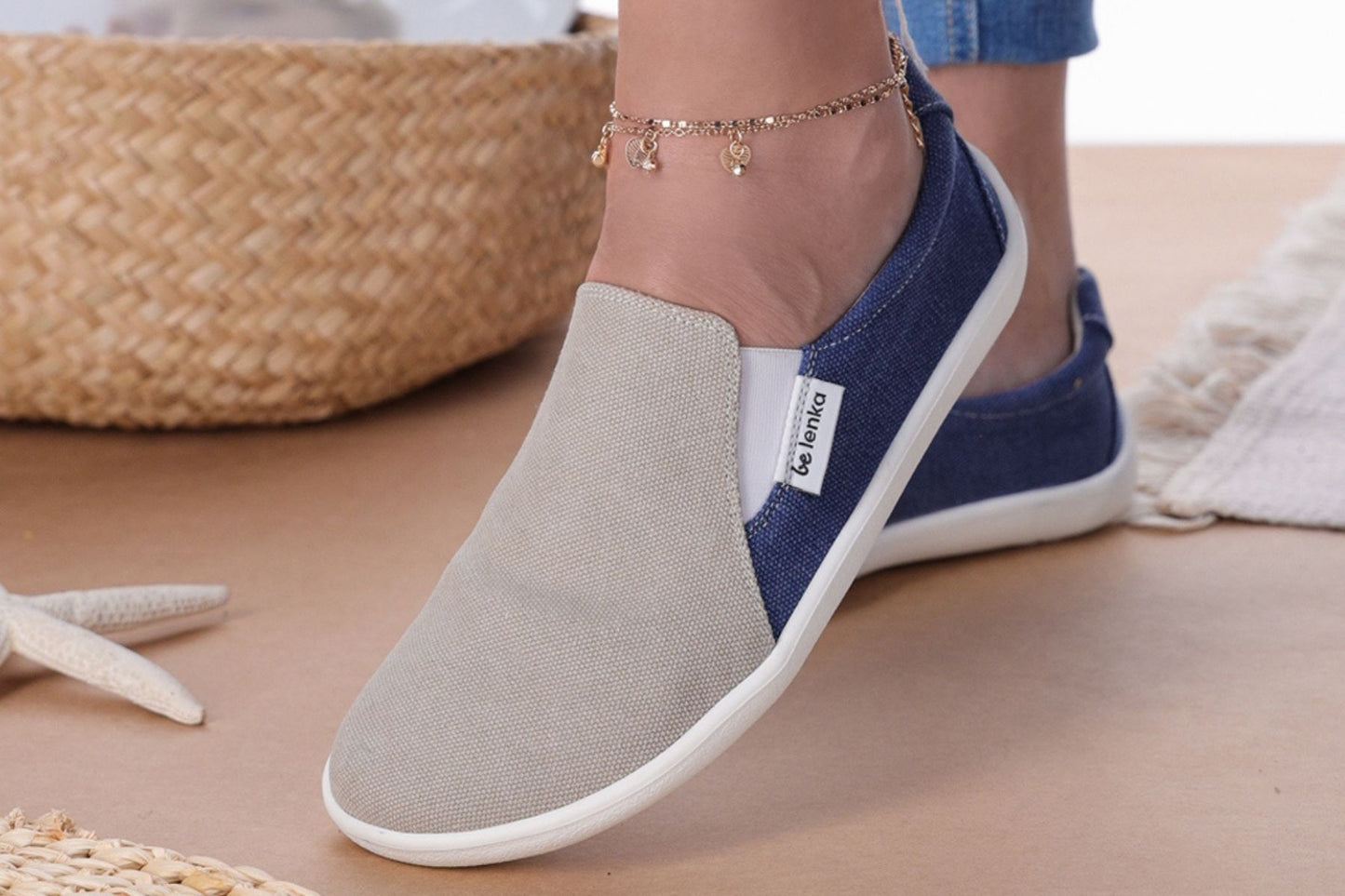 Barefoot Sneakers - Be Lenka Eazy - Vegan - Sand & Blue 14 OzBarefoot Australia