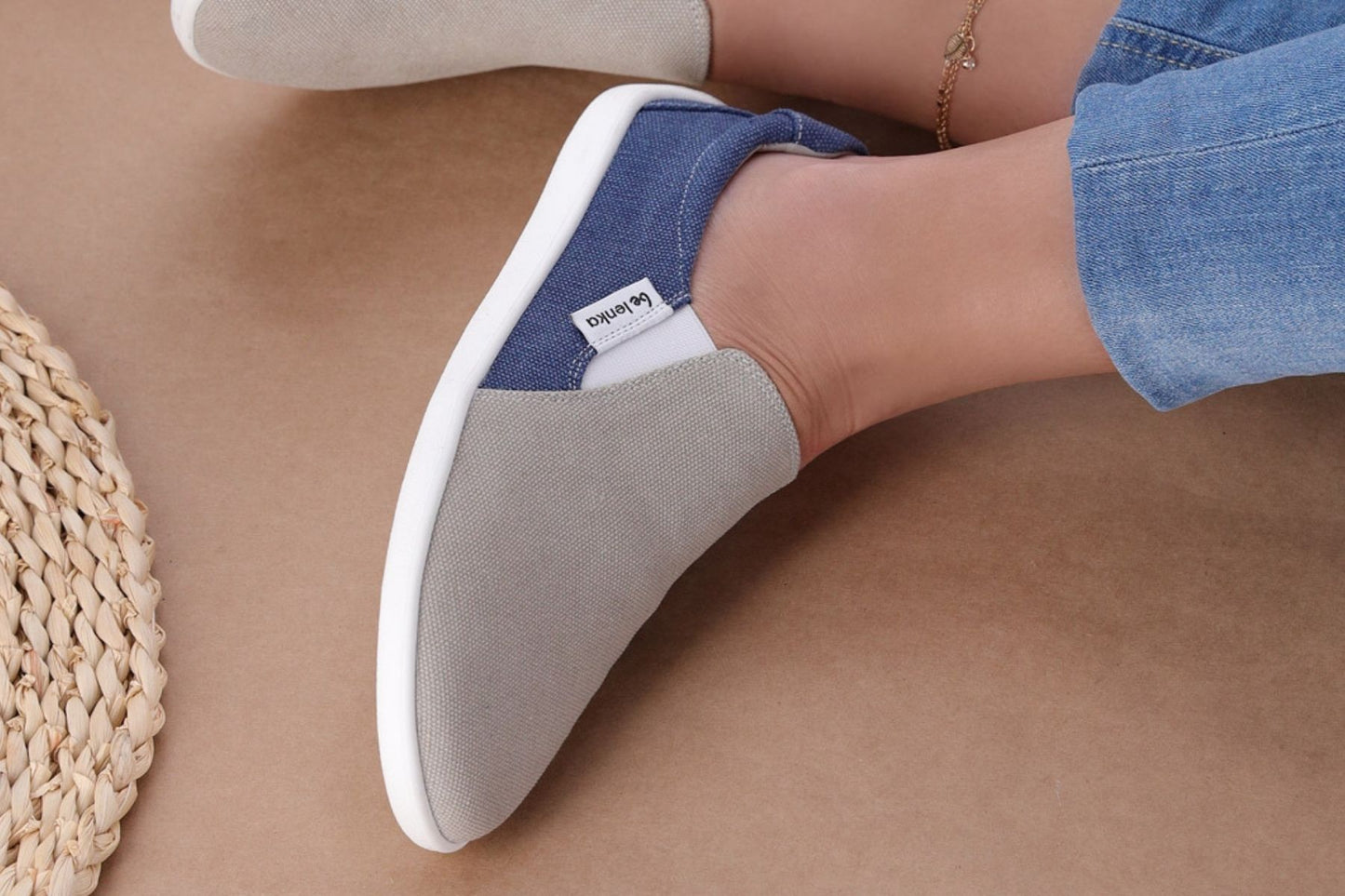 Barefoot Sneakers - Be Lenka Eazy - Vegan - Sand & Blue 10 OzBarefoot Australia