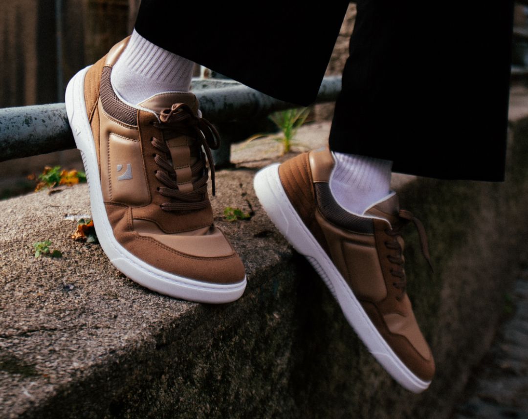 Barefoot Sneakers Barebarics - Axiom - Brown & White 2 OzBarefoot Australia