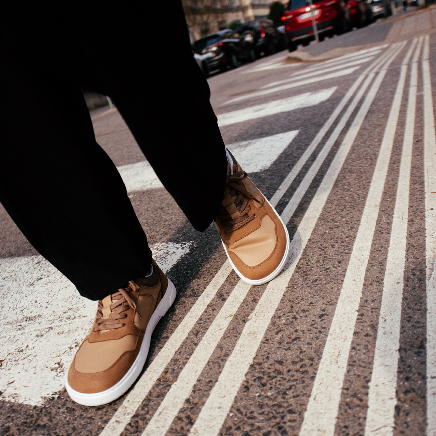 Barefoot Sneakers Barebarics - Axiom - Brown & White 8 OzBarefoot Australia