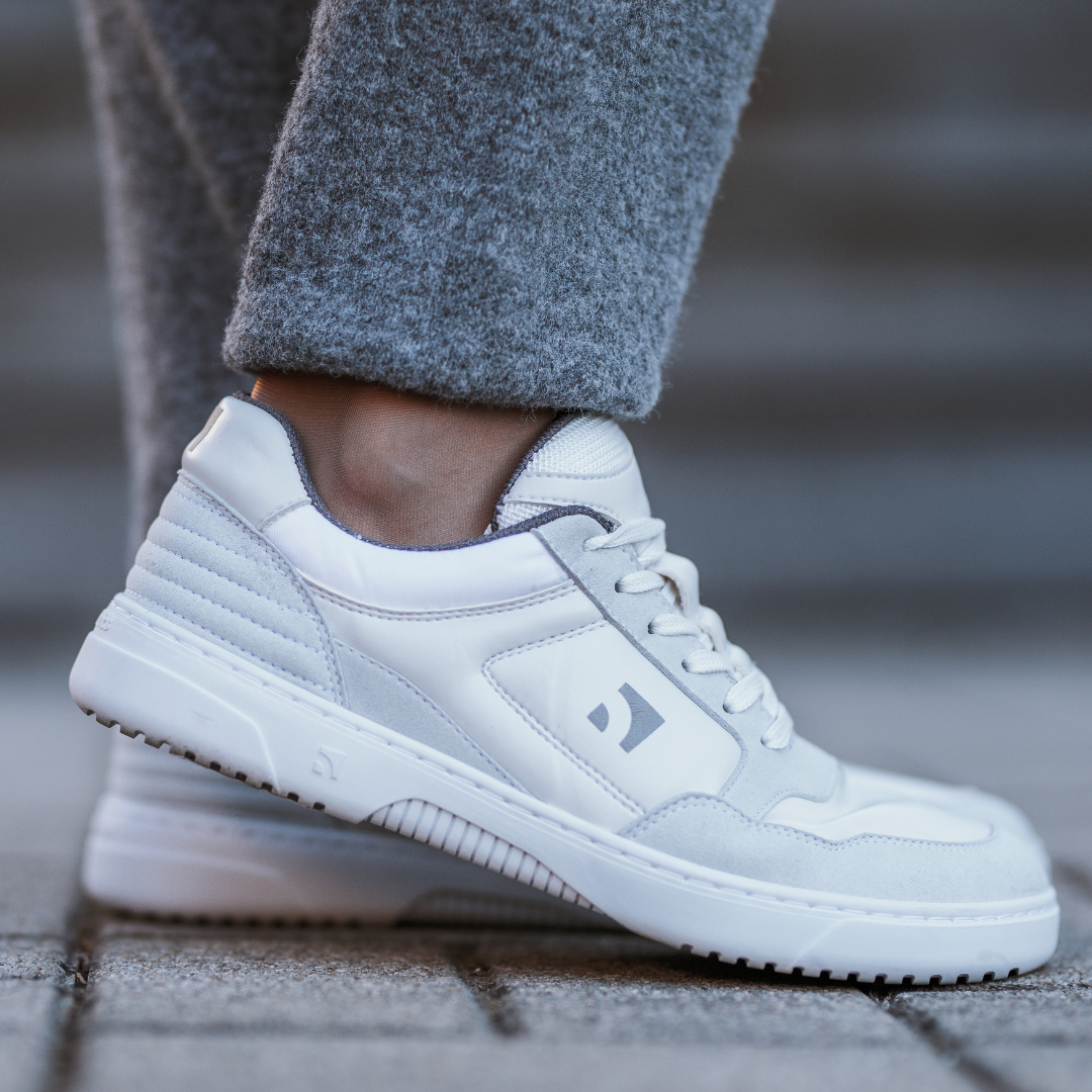 Barefoot Sneakers Barebarics - Axiom - White & Light Grey 8 OzBarefoot Australia
