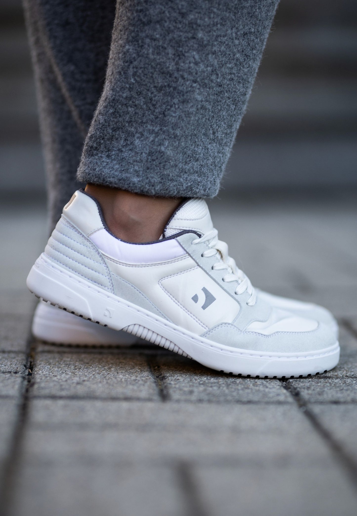 Barefoot Sneakers Barebarics - Axiom - White & Light Grey 6 OzBarefoot Australia