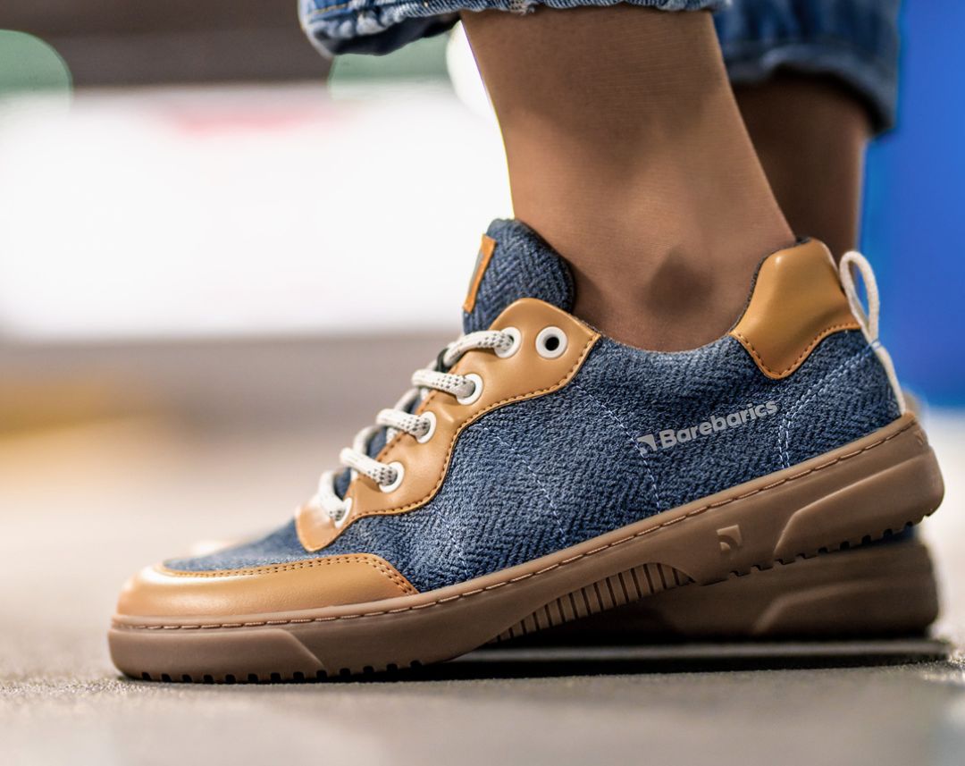 Barefoot Sneakers Barebarics - Kudos - Brown & Blue 2 OzBarefoot Australia