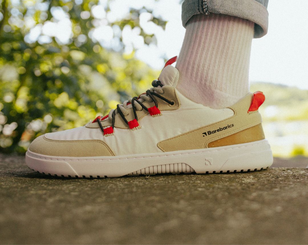 Barefoot Sneakers Barebarics - Revive - Beige & White 2 OzBarefoot Australia