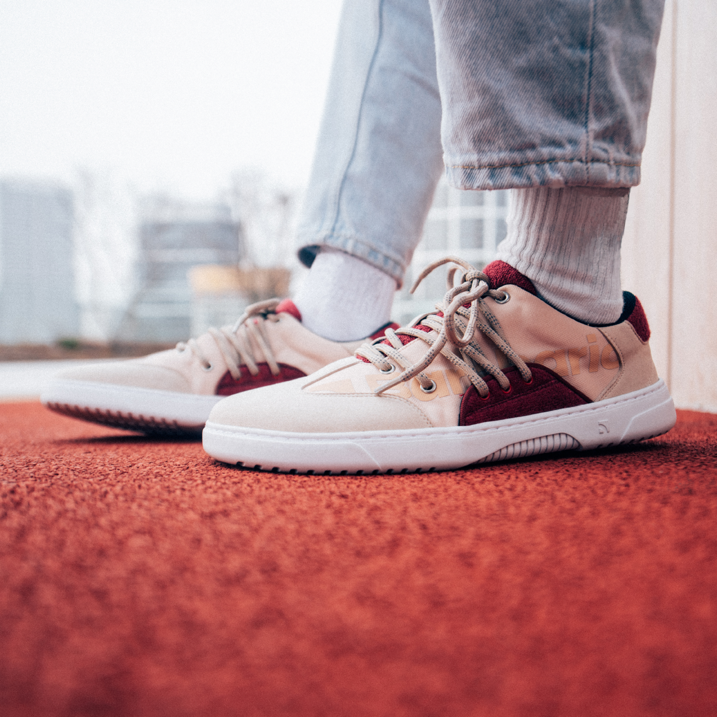 Barefoot Sneakers Barebarics - Vibe - Beige & Red 4 OzBarefoot Australia