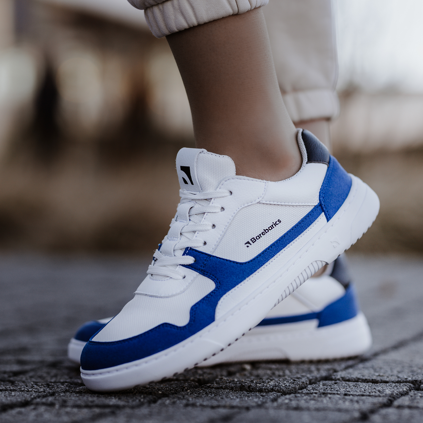 Barefoot Sneakers Barebarics - Zing - White & Blue 4 OzBarefoot Australia