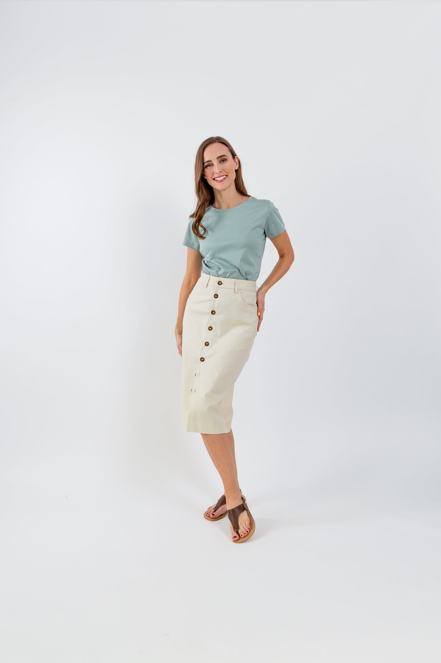 Women's Round Neck t-shirt Be Lenka Essentials - Pistachio Green 1 OzBarefoot Australia