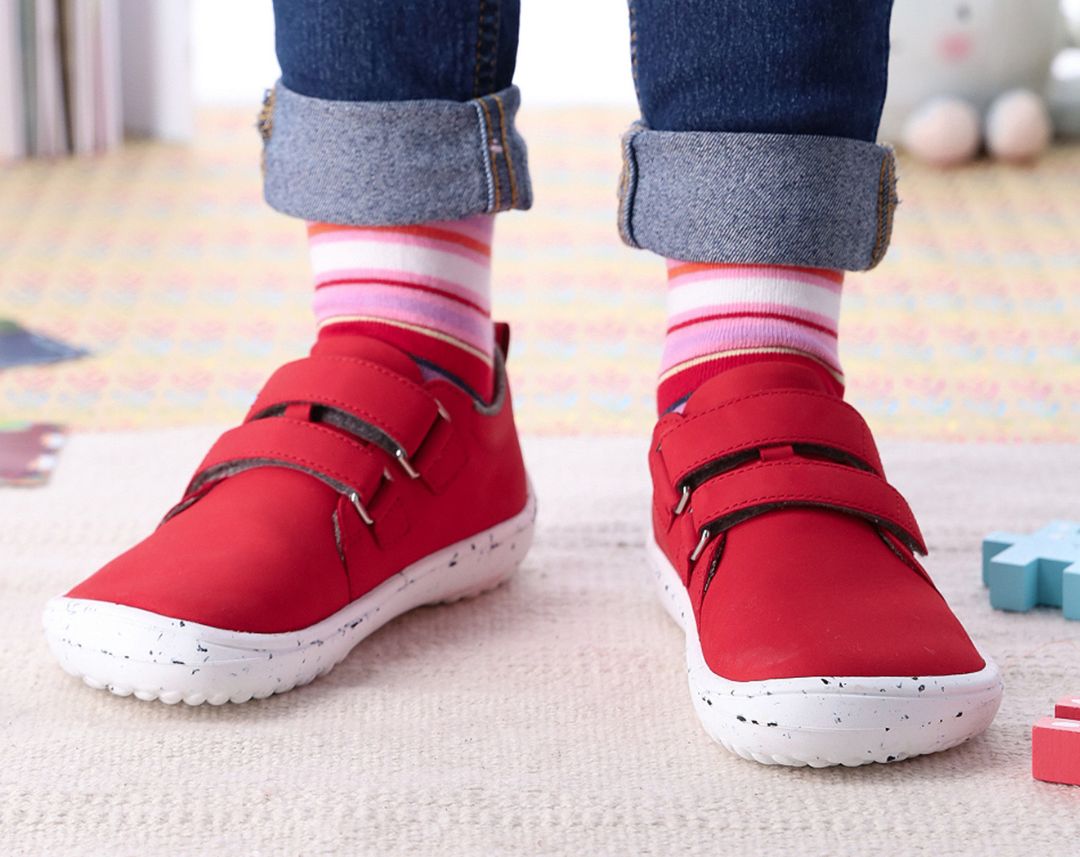 Be Lenka Kids barefoot Jolly - Red & White 2 OzBarefoot Australia
