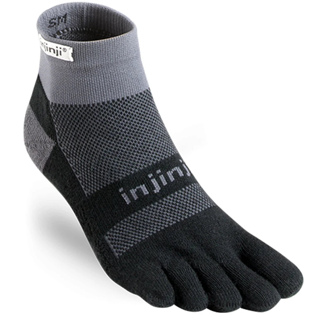 Injinji Toe Socks RUN Midweight Mini-Crew Black/Grey