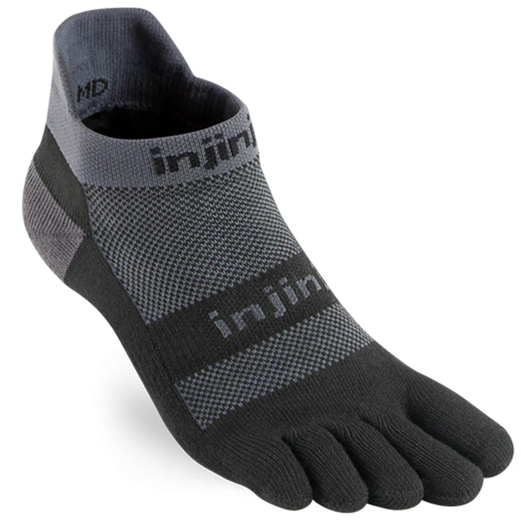 Injinji Toe Socks RUN Midweight No-Show Black/Grey