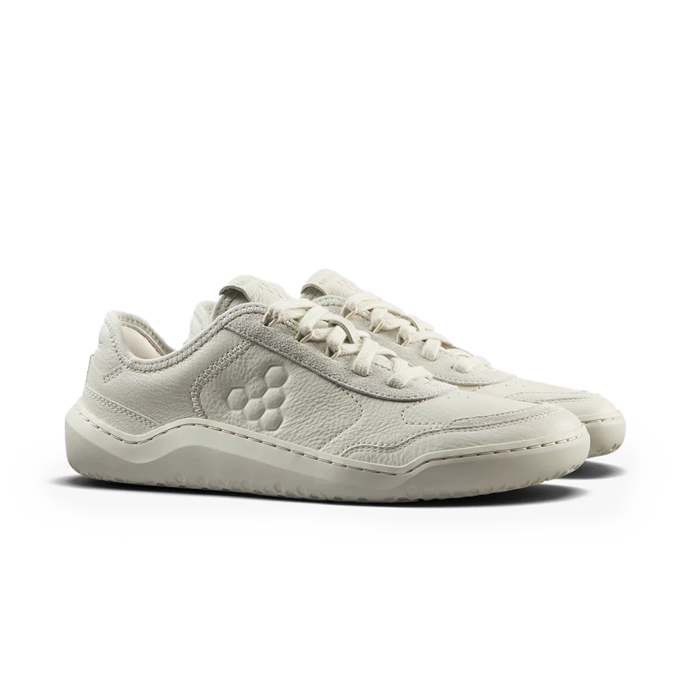 Vivobarefoot Gobi Sneaker Leather Mens Limestone Side View - OzBarefoot