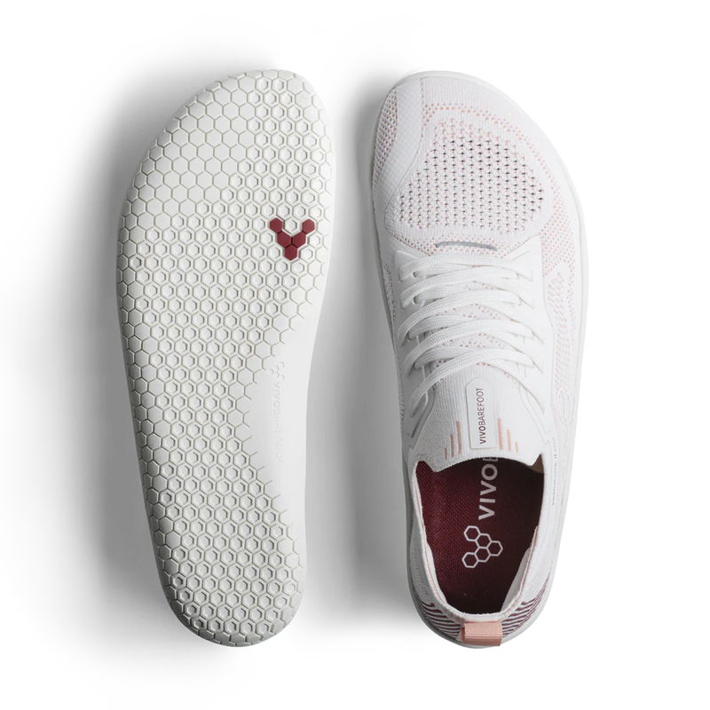 Vivobarefoot Primus Lite Knit Womens White/ Peach Melba 2  - OzBarefoot