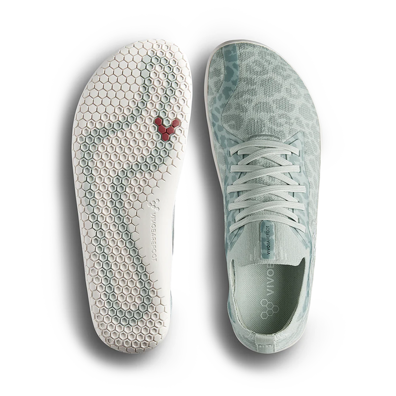 Top - Vivobarefoot Primus Lite Knit Womens Frosted Mint Leopard - OzBarefoot