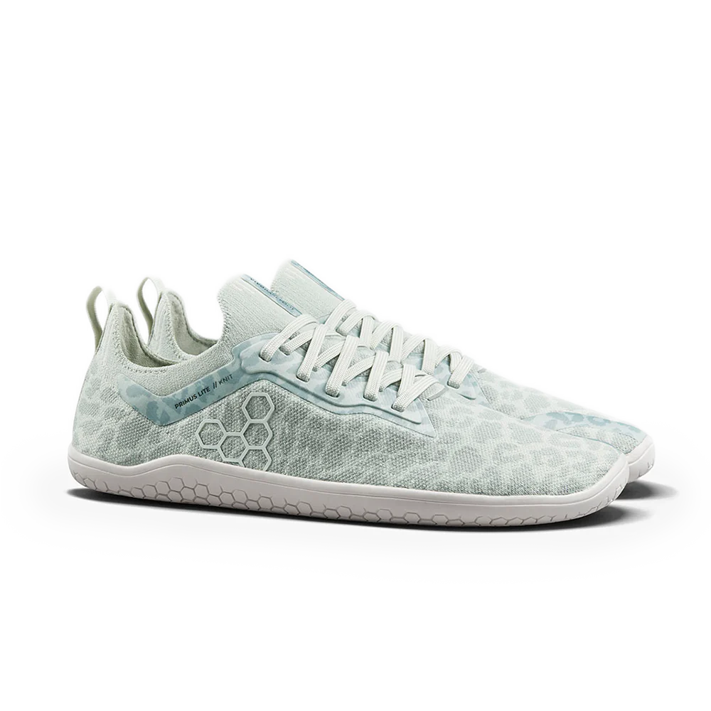 Pair - Vivobarefoot Primus Lite Knit Womens Frosted Mint Leopard - OzBarefoot