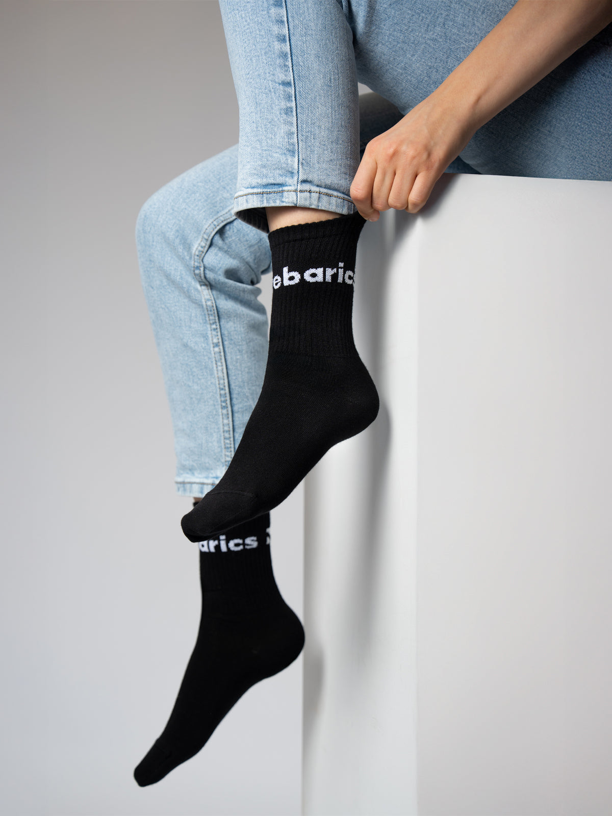 Barebarics - Barefoot Socks - Crew - Black - Big logo - 3 pack 2  - OzBarefoot