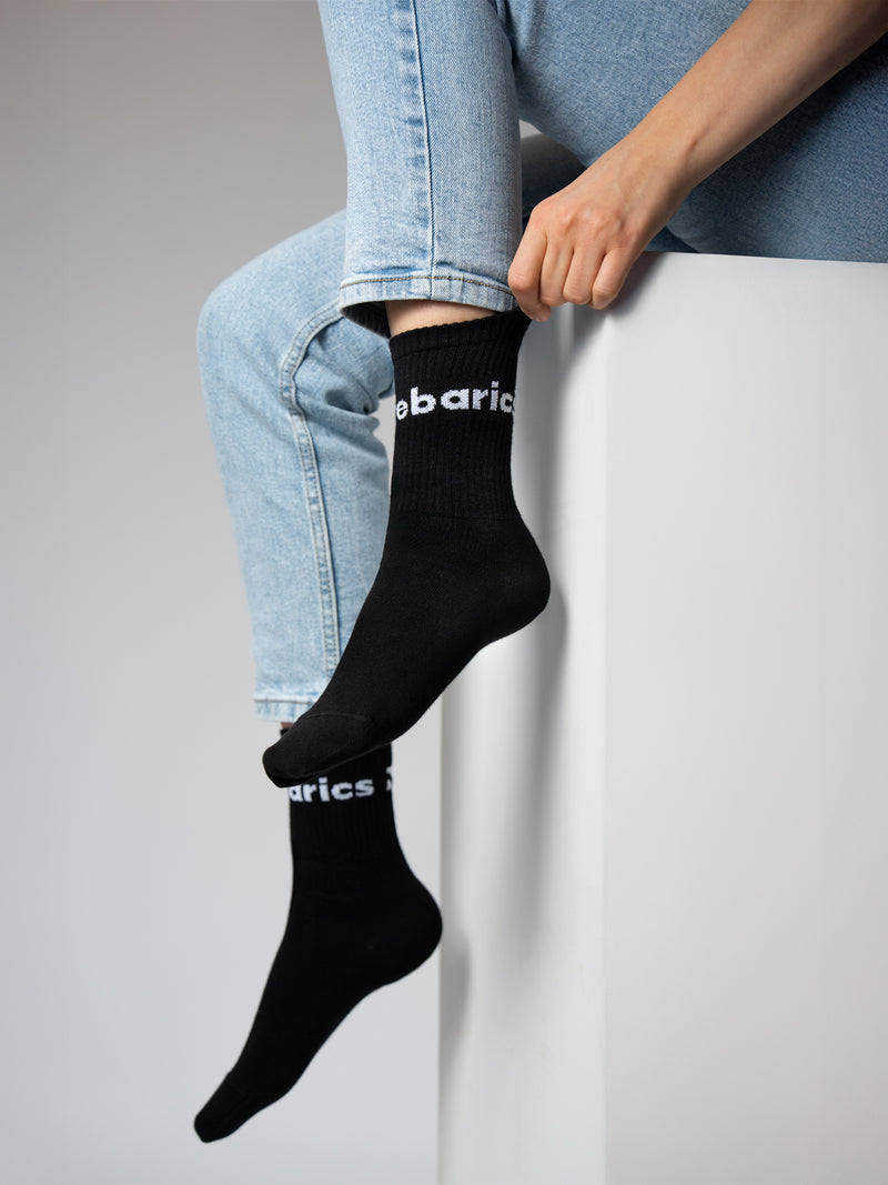 Barebarics - Barefoot Socks - Crew - Black - Big logo - 3 pack 2  - OzBarefoot