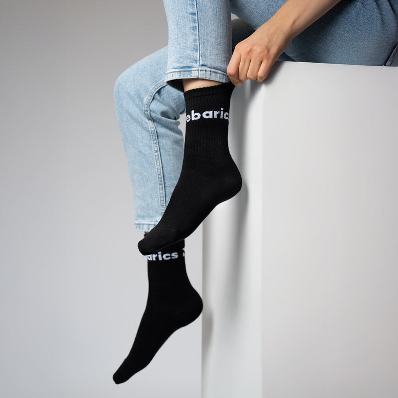 Barebarics - Barefoot Socks - Crew - Black - Big logo - 3 pack 3  - OzBarefoot