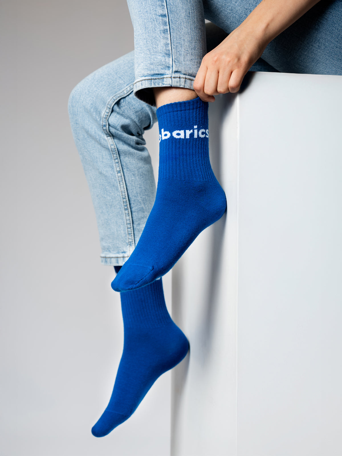 Barebarics - Barefoot Socks - Crew - Blue - Big logo - 3 pack 2  - OzBarefoot