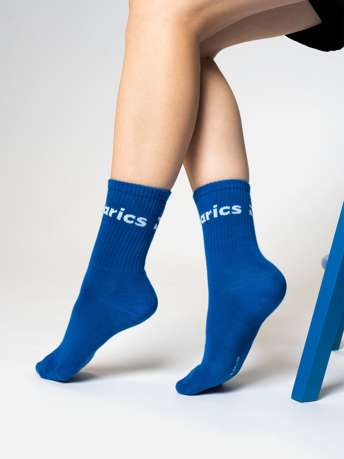 Barebarics - Barefoot Socks - Crew - Blue - Big logo - 3 pack 7  - OzBarefoot