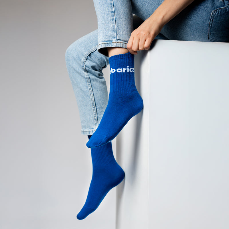 Barebarics - Barefoot Socks - Crew - Blue - Big logo - 3 pack 3  - OzBarefoot