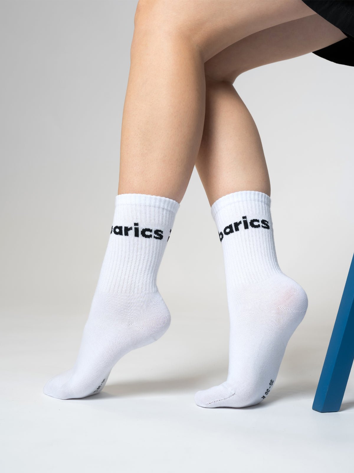 Barebarics - Barefoot Socks - Crew - White - Big logo - 3 pack 6  - OzBarefoot