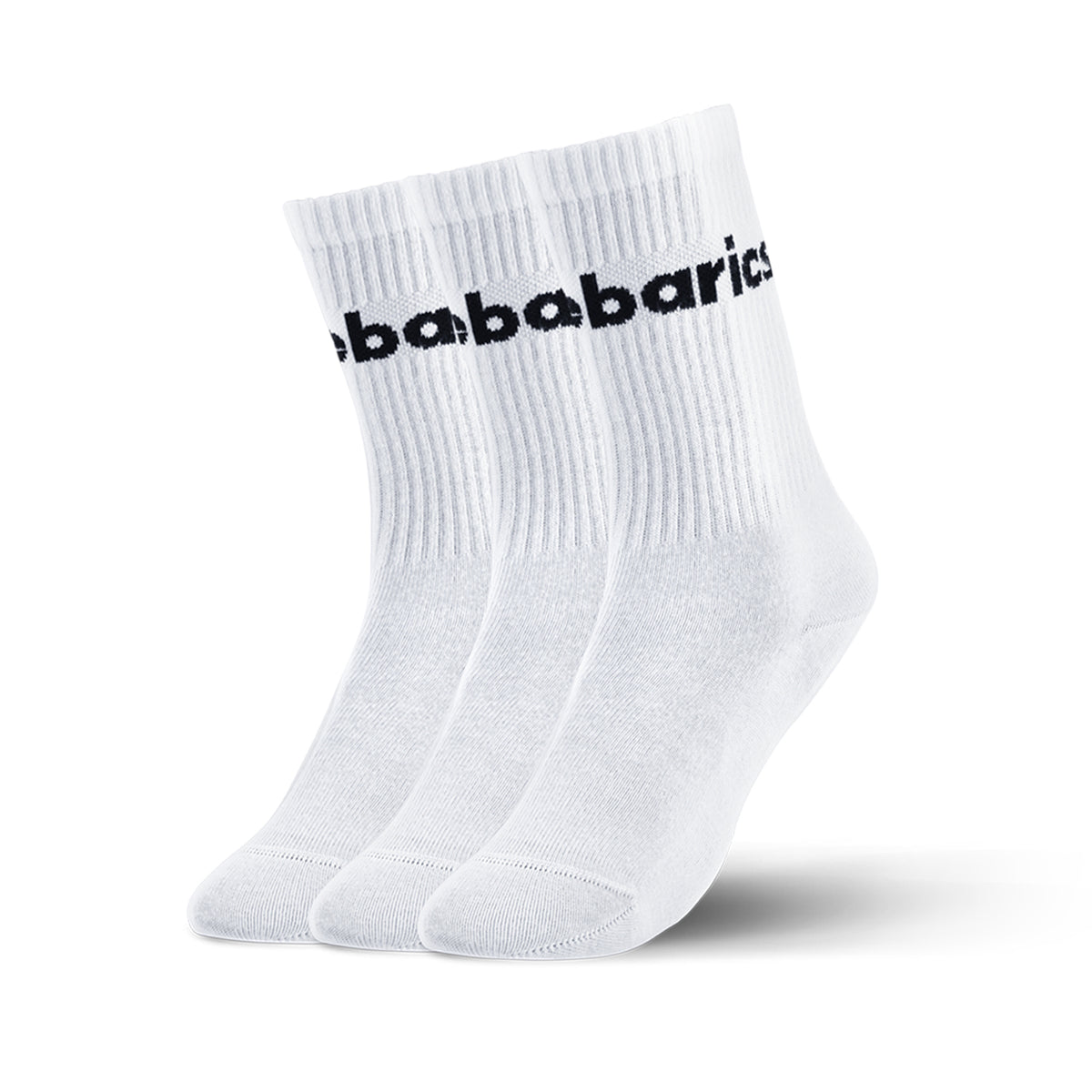 Barebarics - Barefoot Socks - Crew - White - Big logo - 3 pack 1  - OzBarefoot