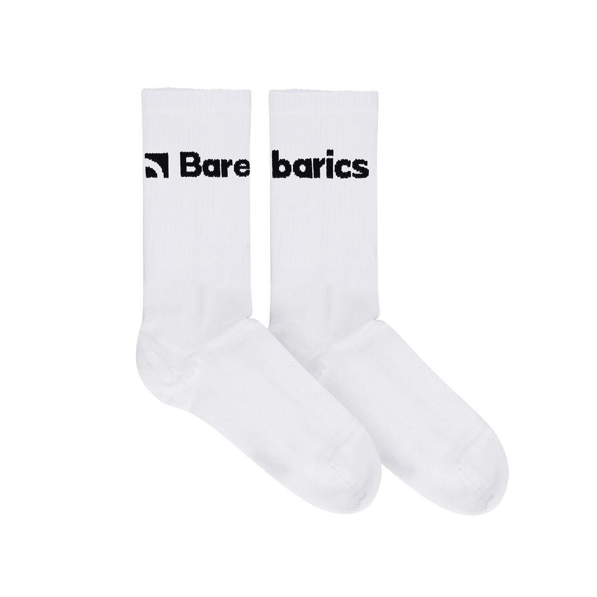 Barebarics - Barefoot Socks - Crew - White - Big logo - 3 pack