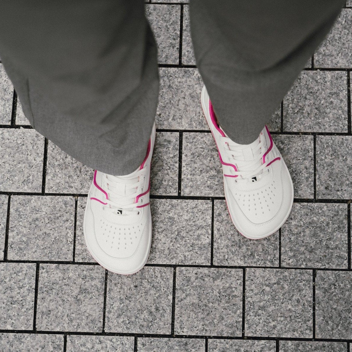 Barefoot Sneakers Barebarics Arise - White & Raspberry Pink 7  - OzBarefoot
