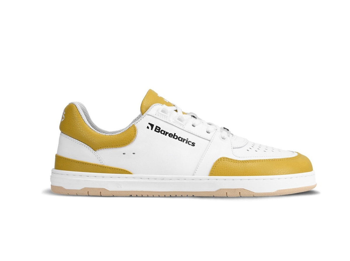 Barefoot Sneakers Barebarics Wave - White & Sunset Yellow 1  - OzBarefoot