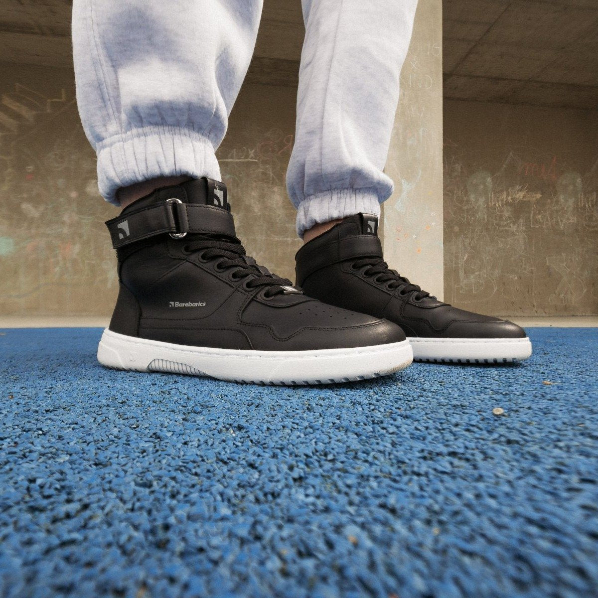 Barefoot Sneakers Barebarics Zing - High Top - Black & White - Leather 5  - OzBarefoot