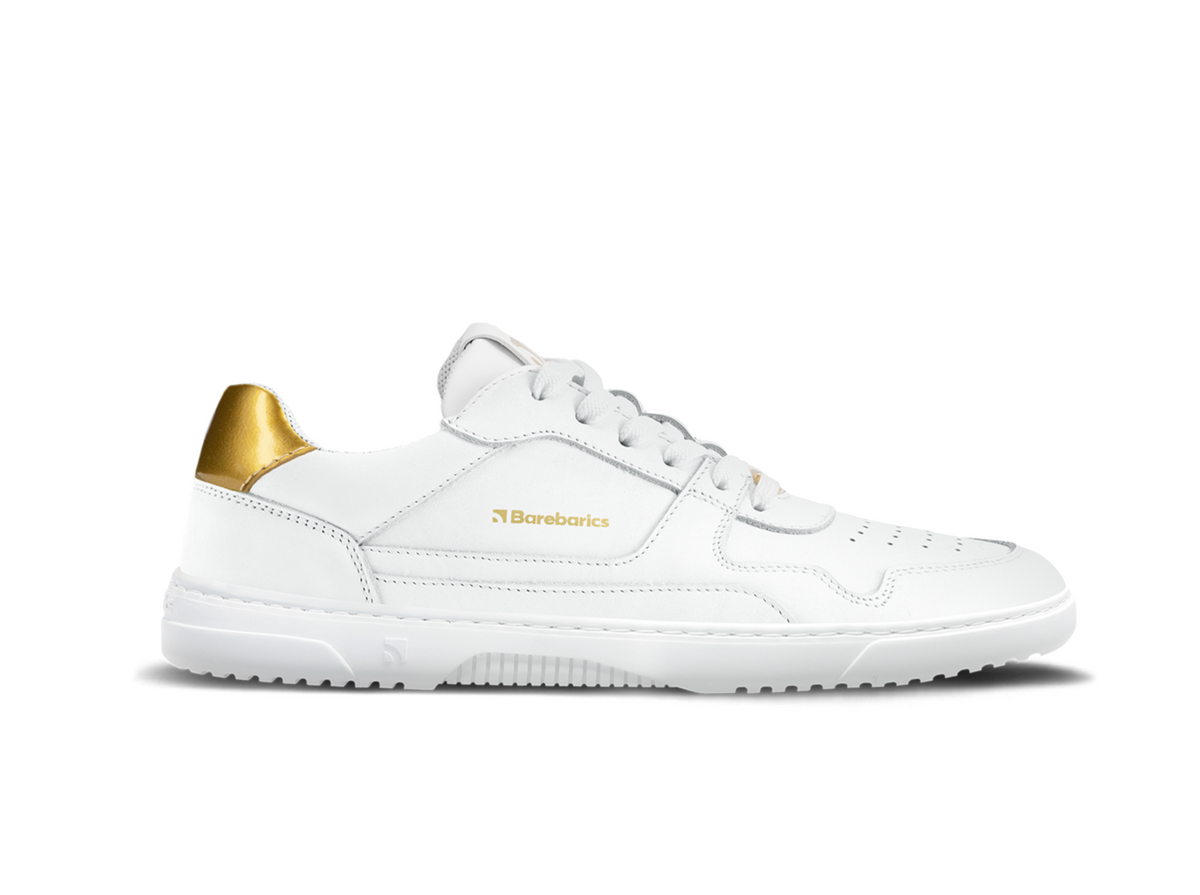 Barefoot Sneakers Barebarics Zing - White & Gold - Leather 1  - OzBarefoot