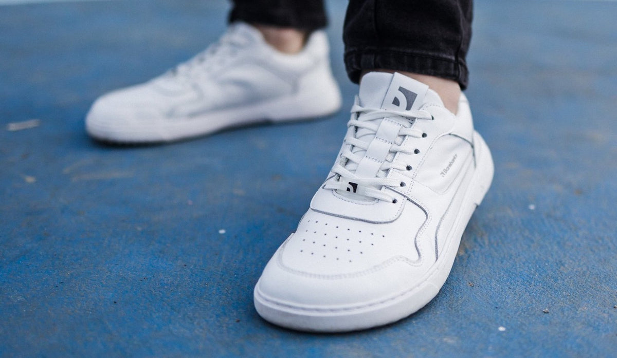 Barefoot Sneakers Barebarics Zing - All White - Leather 3  - OzBarefoot