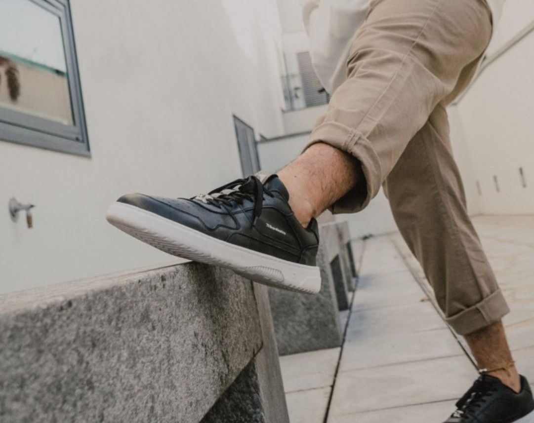 Barefoot Sneakers Barebarics Zing - Black & White - Leather 9  - OzBarefoot