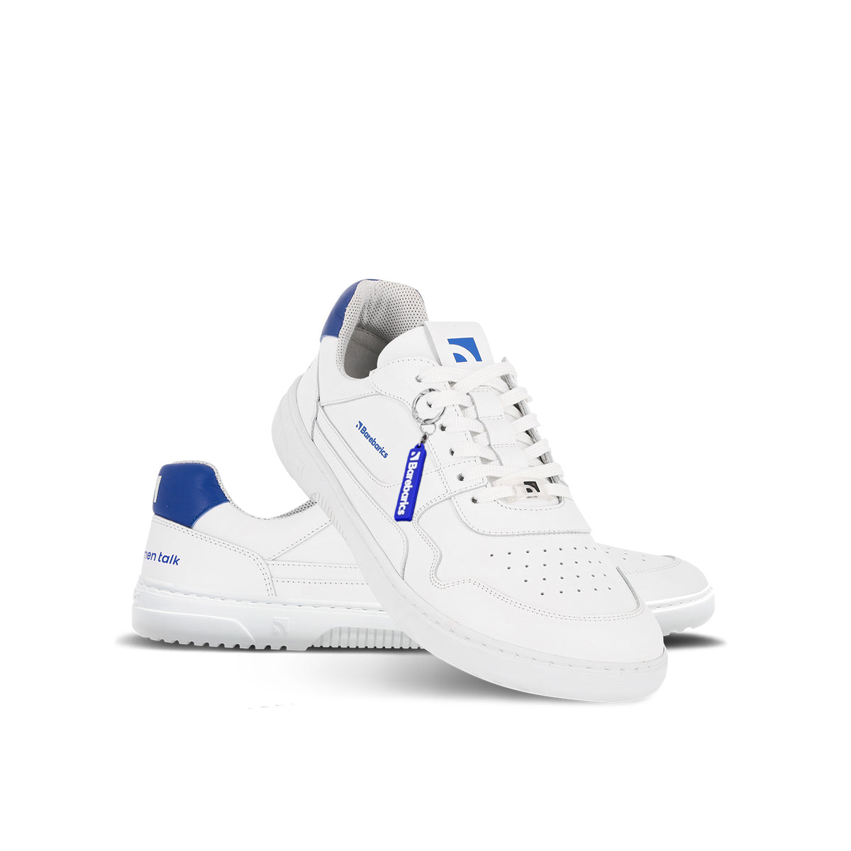 Barefoot Sneakers Barebarics Zing - Brave Men Talk - White & Blue 1  - OzBarefoot