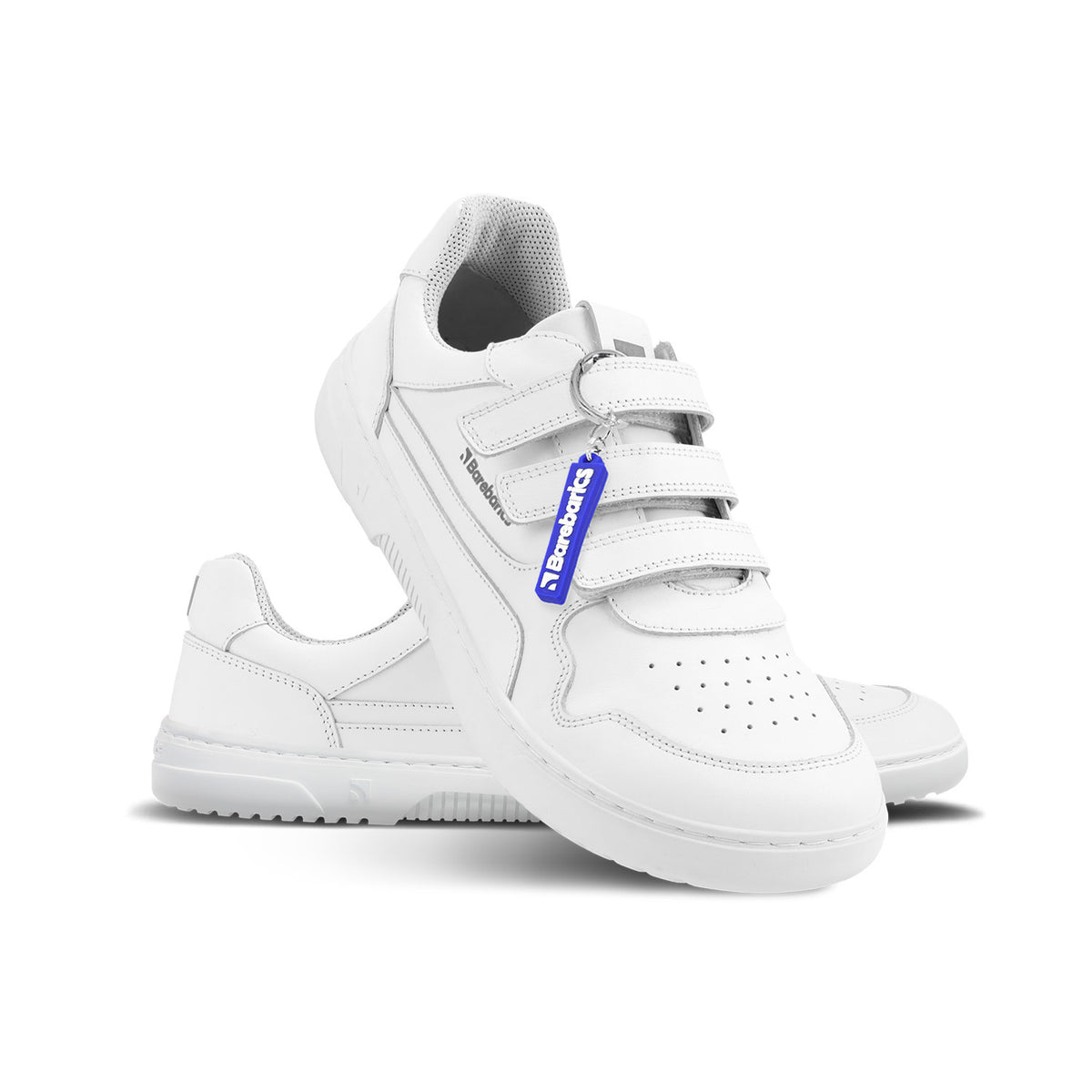 Barefoot Sneakers Barebarics Zing Velcro - All White - Leather 2  - OzBarefoot