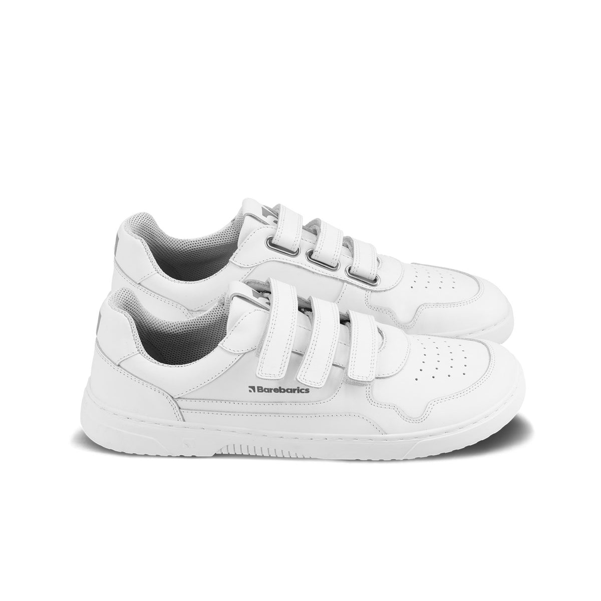 Barefoot Sneakers Barebarics Zing Velcro - All White - Leather 3  - OzBarefoot