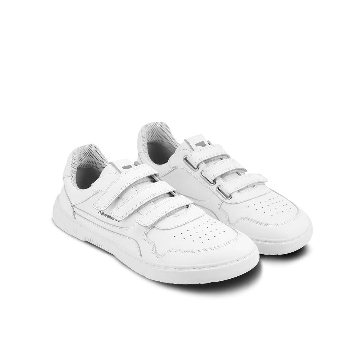 Barefoot Sneakers Barebarics Zing Velcro - All White - Leather 4  - OzBarefoot