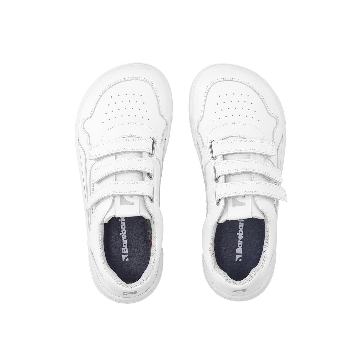 Barefoot Sneakers Barebarics Zing Velcro - All White - Leather 6  - OzBarefoot