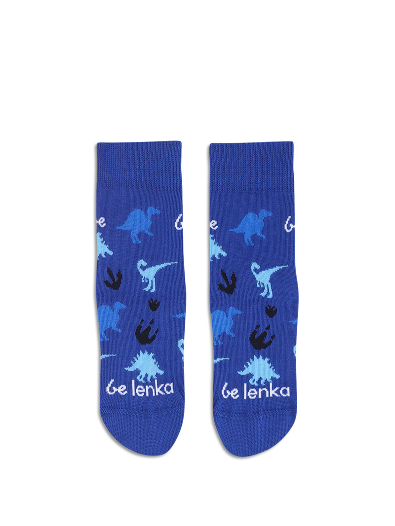 Kids barefoot Socks Be Lenka Kids - Crew - Dino - Royal Blue 1  - OzBarefoot