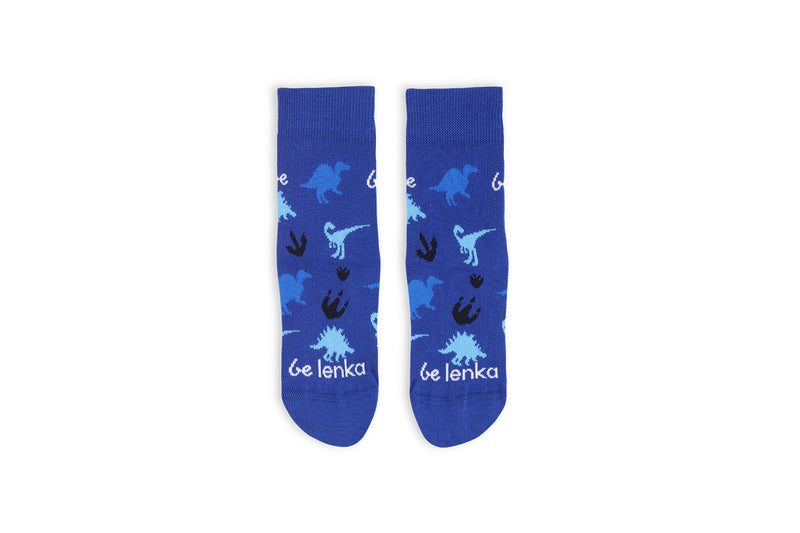 Kids barefoot Socks Be Lenka Kids - Crew - Dino - Royal Blue 1  - OzBarefoot