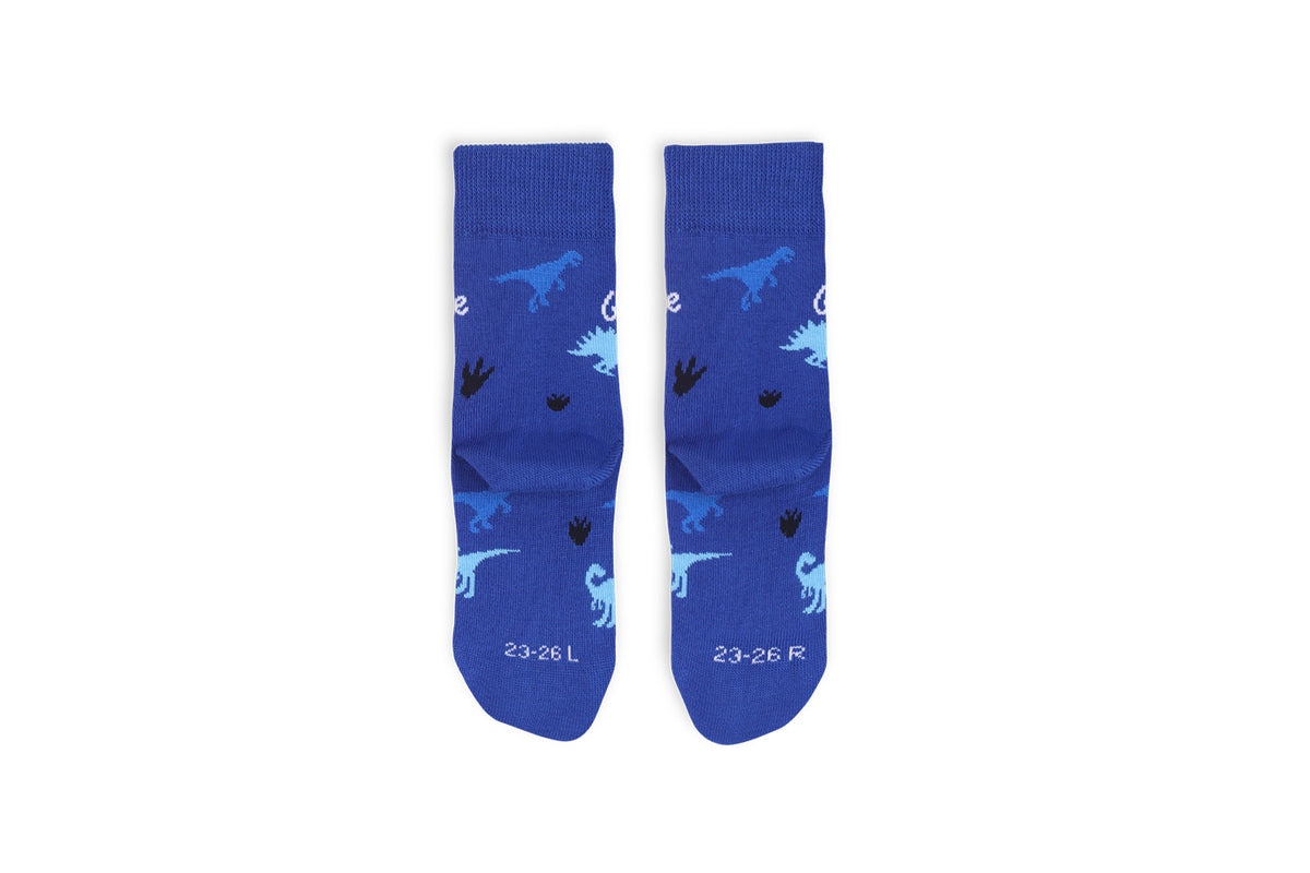 Kids barefoot Socks Be Lenka Kids - Crew - Dino - Royal Blue 3  - OzBarefoot