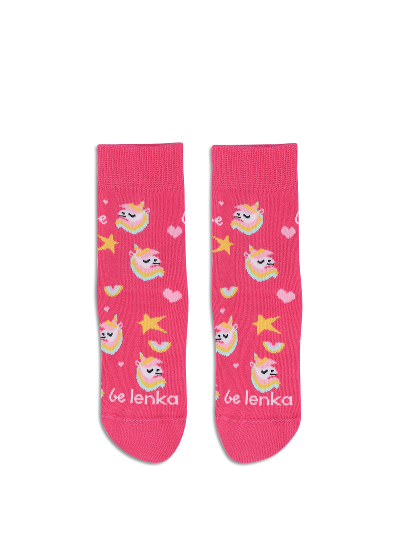 Kids barefoot Socks Be Lenka Kids - Crew - Unicorn - BubleGum Pink 2  - OzBarefoot