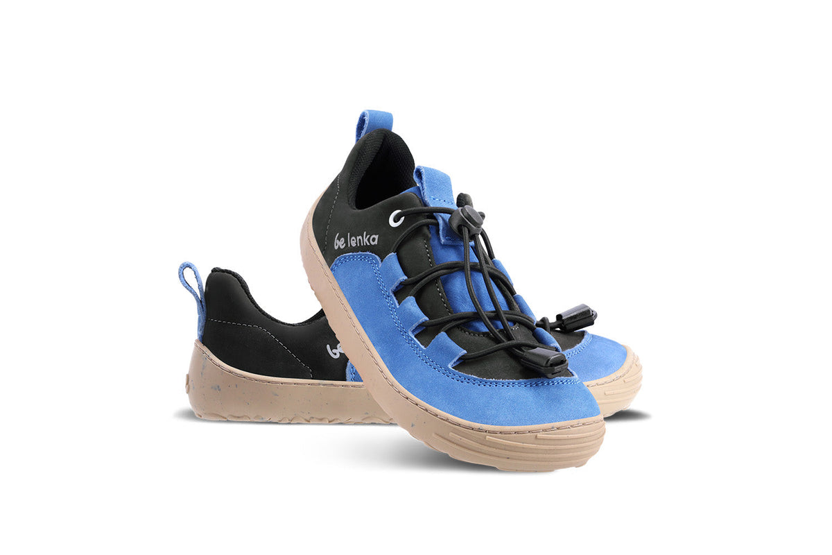 Be Lenka Kids barefoot sneakers - Xplorer - Blue & Olive Black 2 OzBarefoot Australia