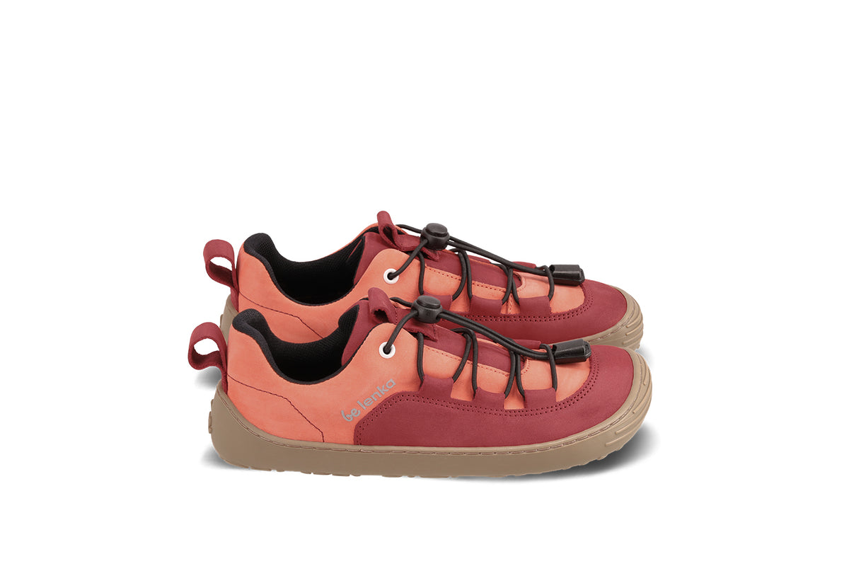 Kids barefoot sneakers Be Lenka Xplorer - Dark Red & Coral 3  - OzBarefoot