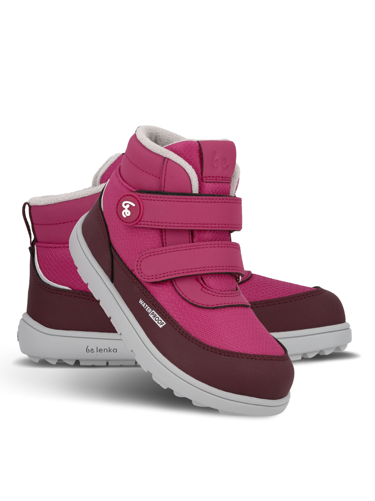 Kids winter barefoot boots Be Lenka Zippu Junior - Berry & Grey 1  - OzBarefoot