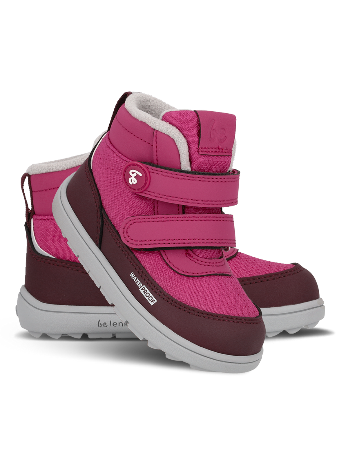 Kids winter barefoot boots Be Lenka Zippu Preschool - Berry & Grey 1  - OzBarefoot
