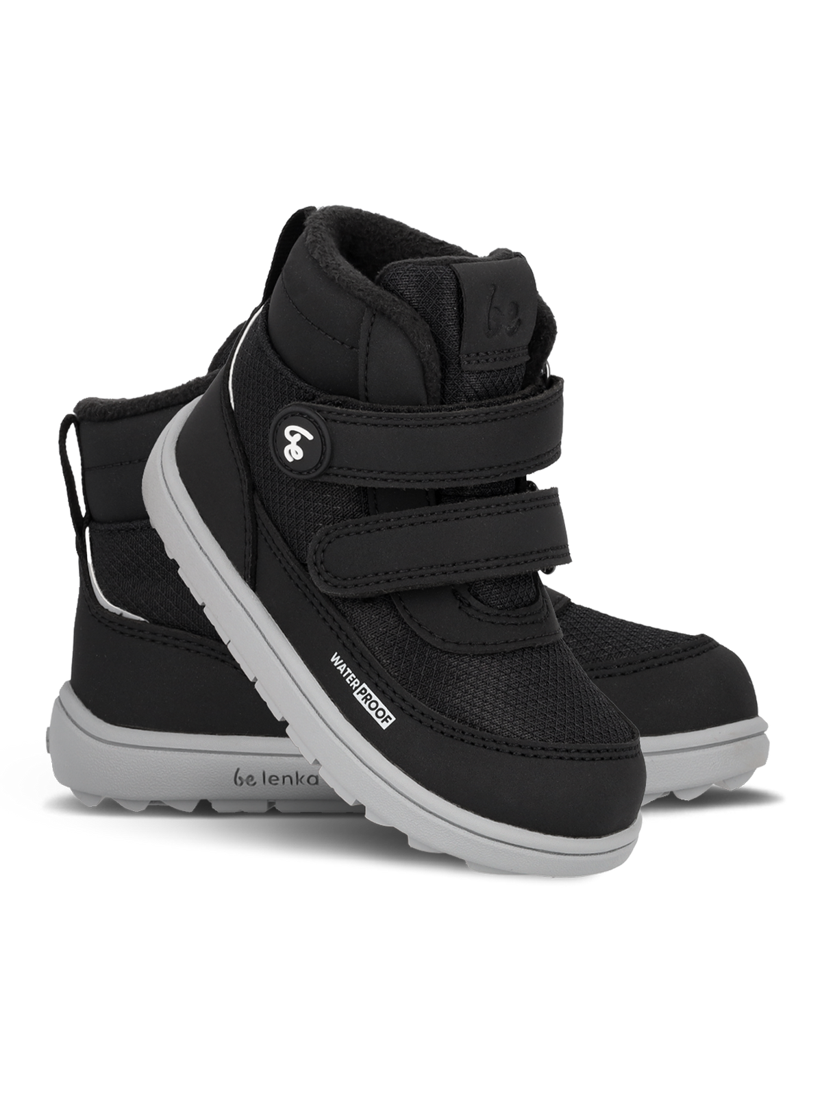 Kids winter barefoot boots Be Lenka Zippu Preschool - Black & Grey 1  - OzBarefoot