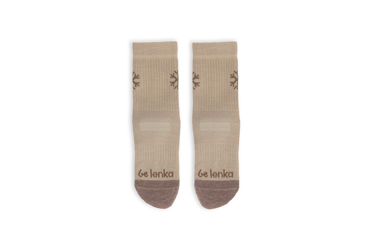 Kids barefoot Socks Be Lenka Kids - Crew - Merino Wool - Beige 1  - OzBarefoot