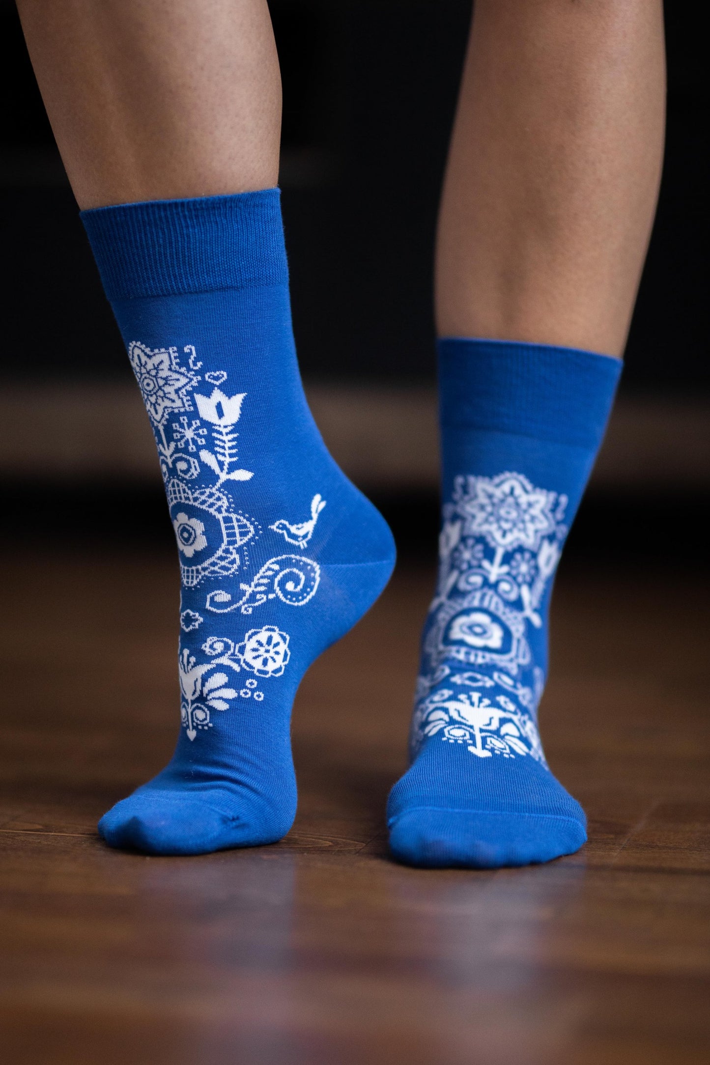 Barefoot Socks - Crew - Folk - Blue 2 OzBarefoot Australia