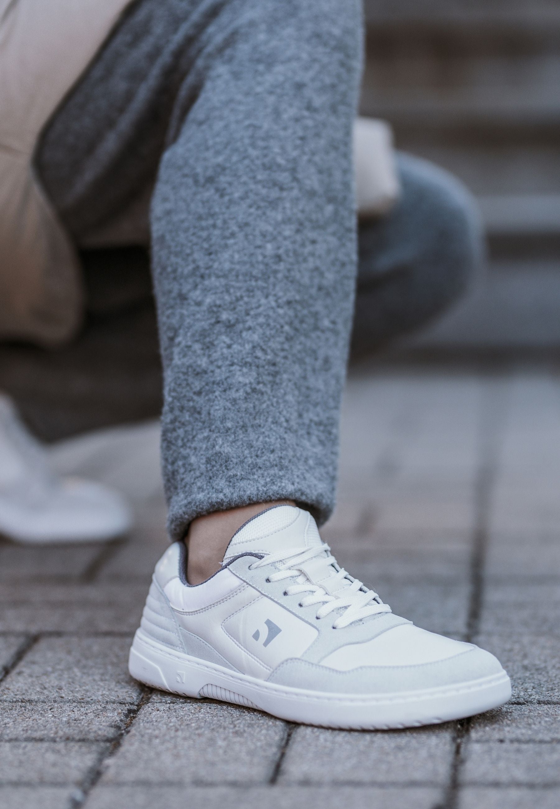Barefoot Sneakers Barebarics - Axiom - White & Light Grey 5 OzBarefoot Australia